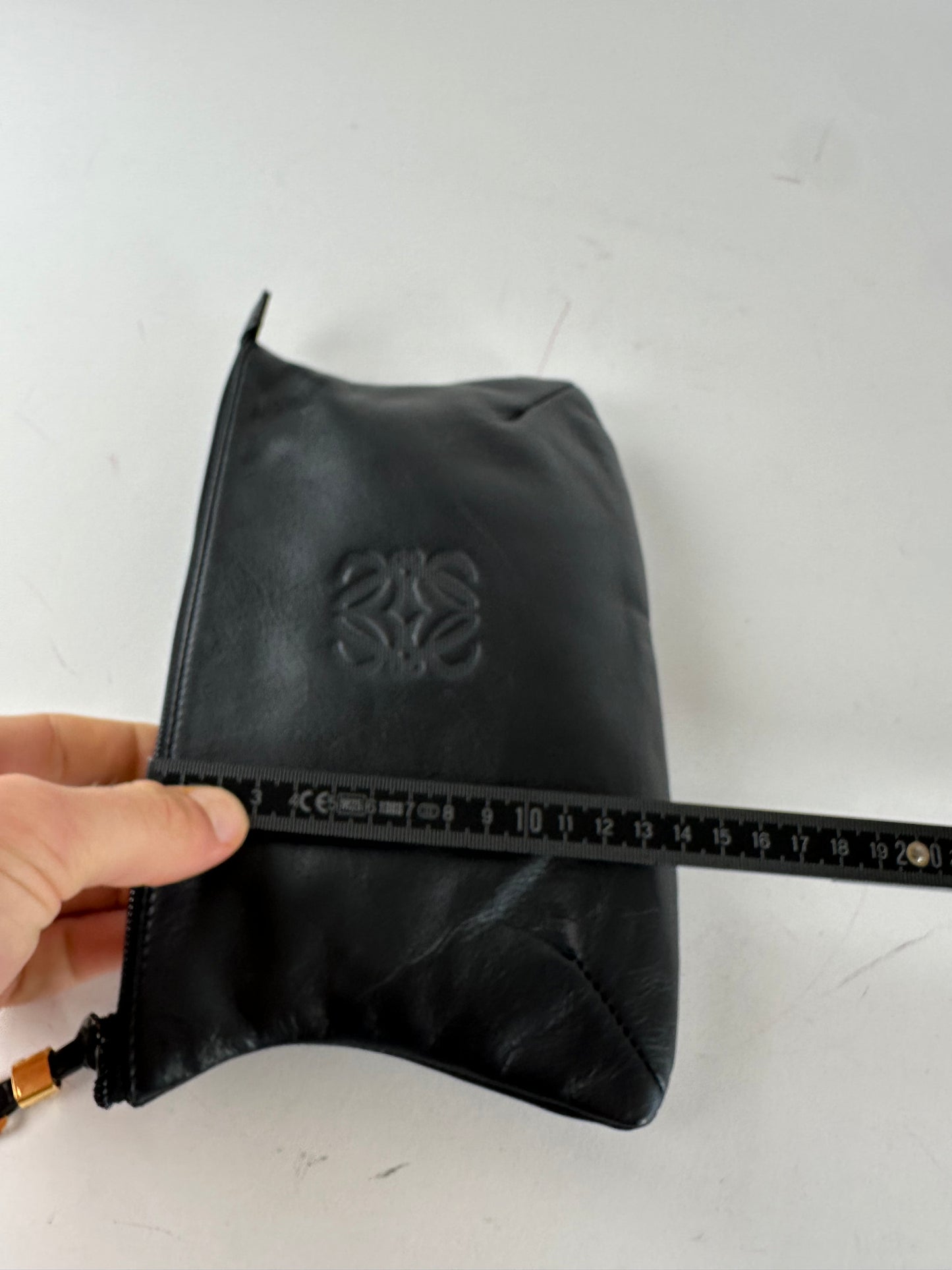 Vintage Loewe Anagram Leather Pouch Clutch Black