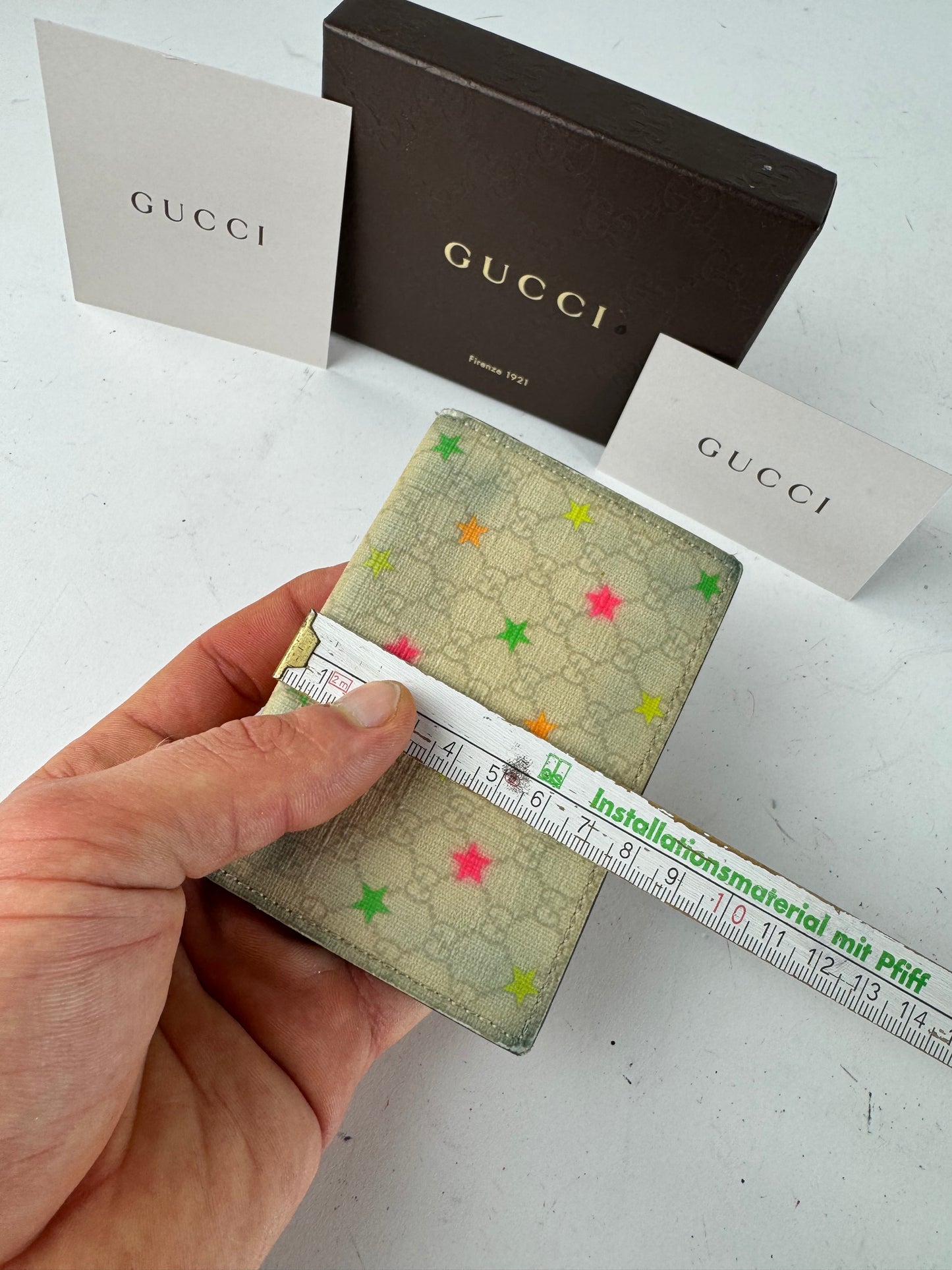 Vintage Gucci Monogram Star Card Holder White