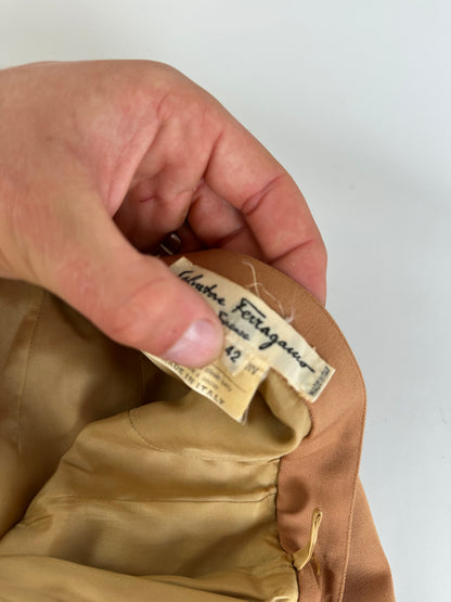 Vintage Ferragamo Wool Blend Skirt Tan M