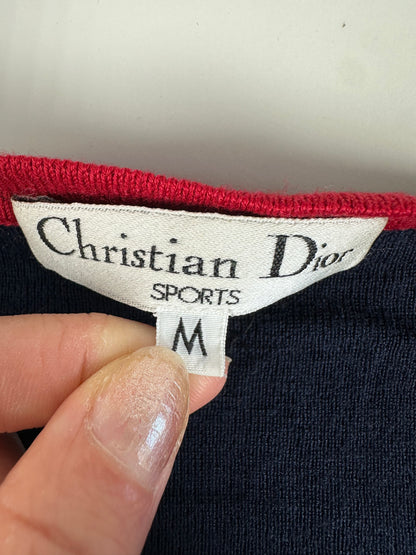 Vintage Dior Cotton Cardigan Navy Red M