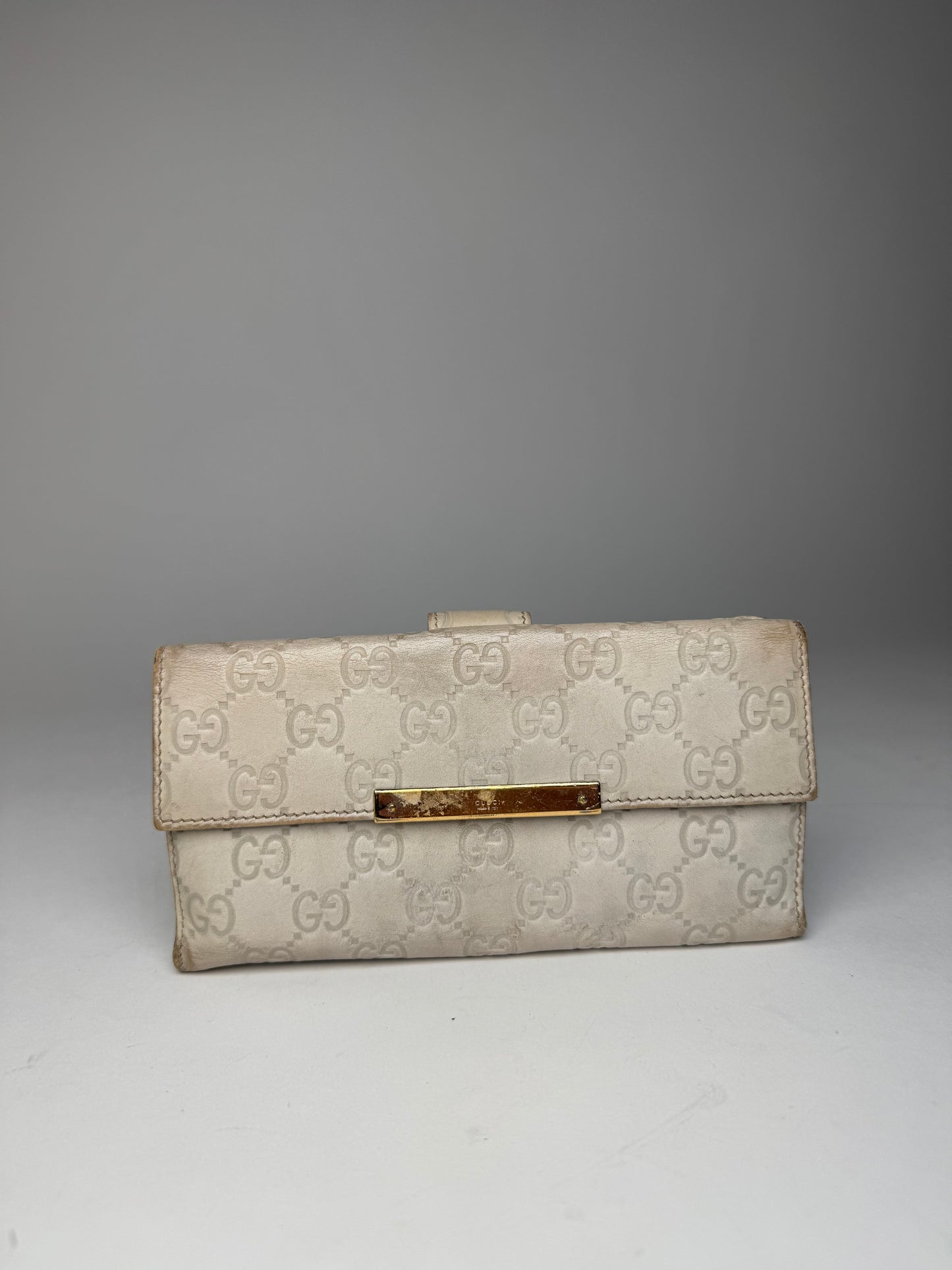 Vintage Gucci Monogram Leather Wallet White