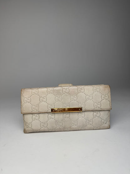 Vintage Gucci Monogram Leather Wallet White