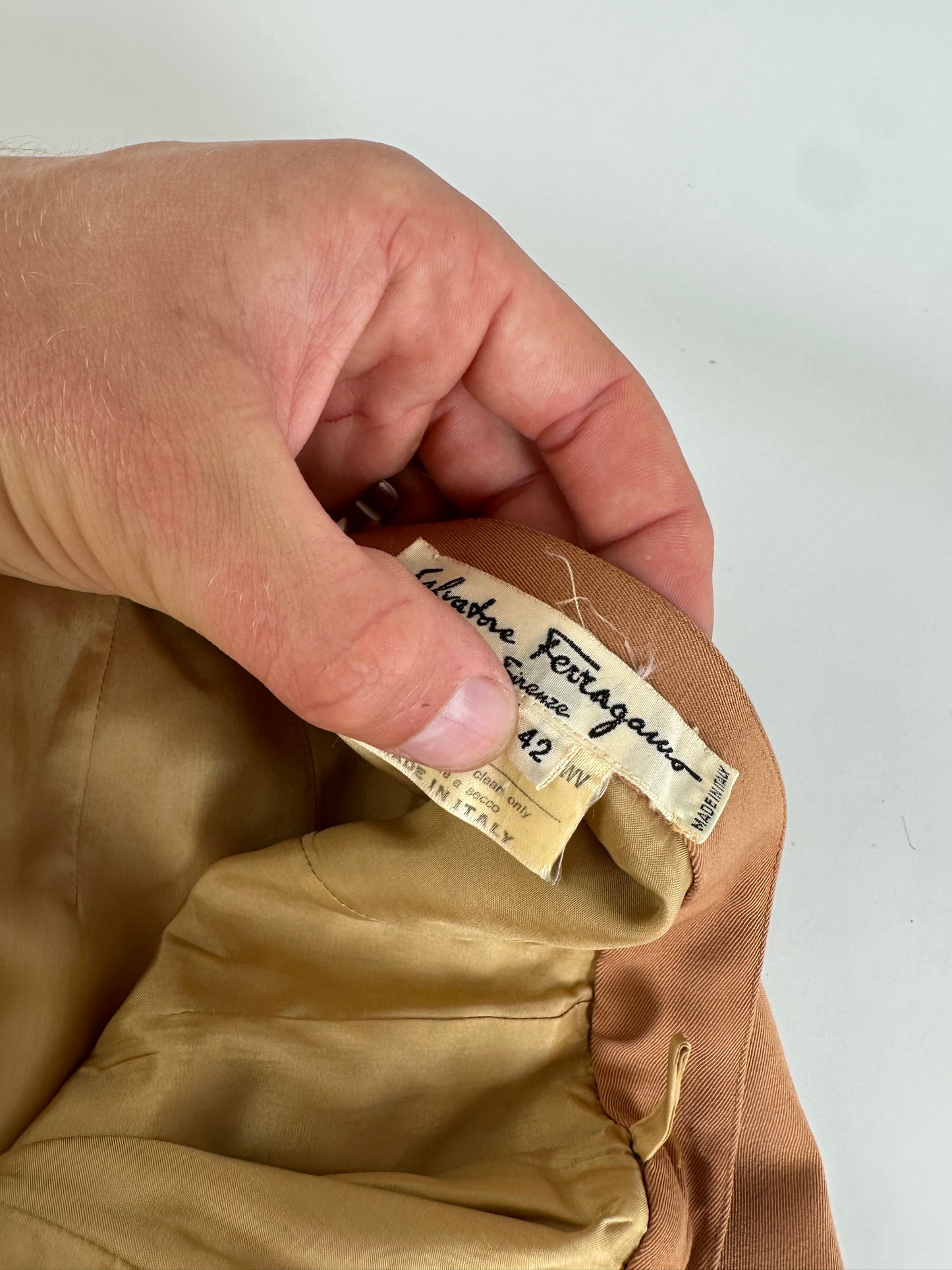 Vintage Ferragamo Wool Blend Skirt Tan M