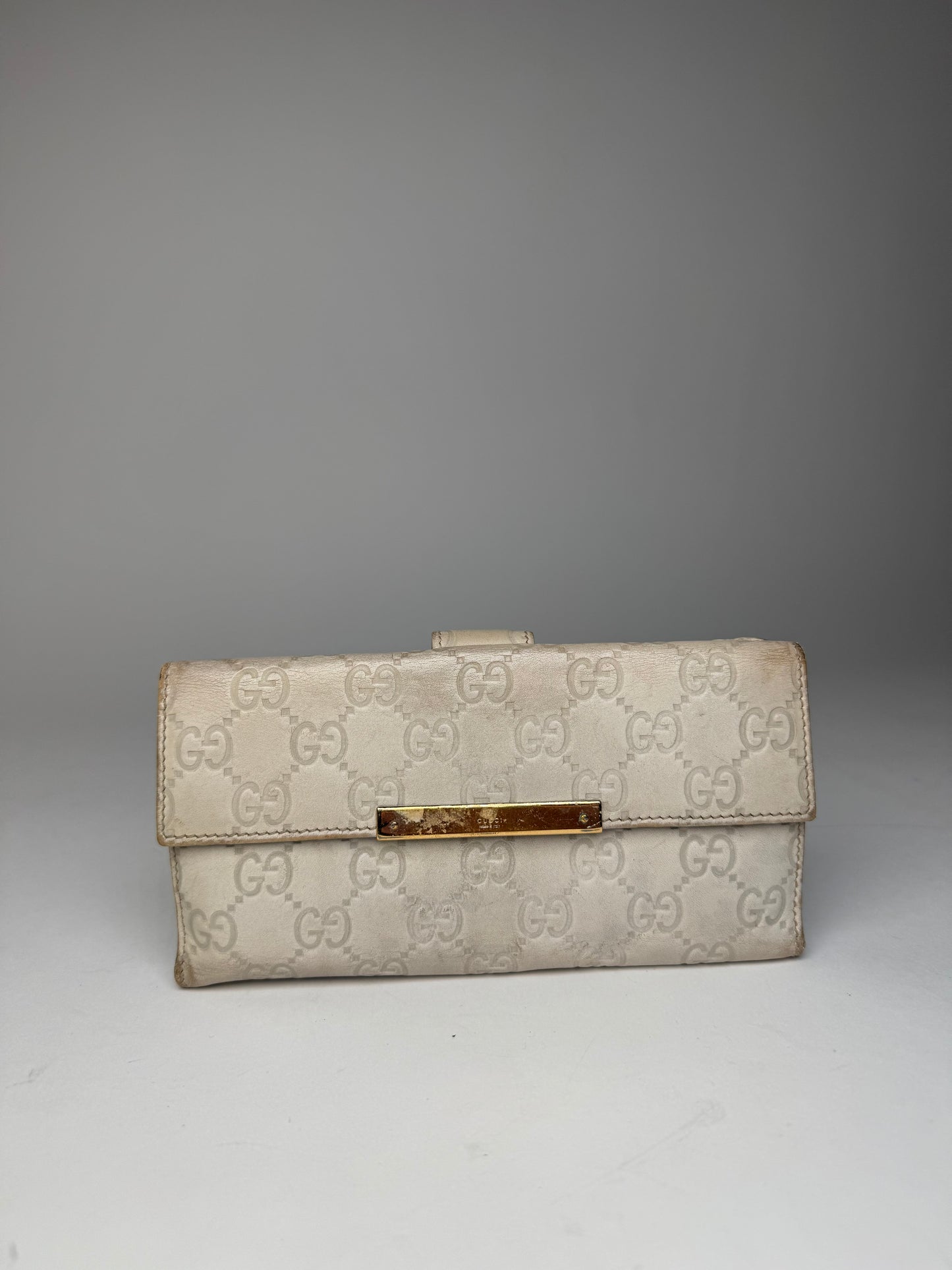 Vintage Gucci Monogram Leather Wallet White