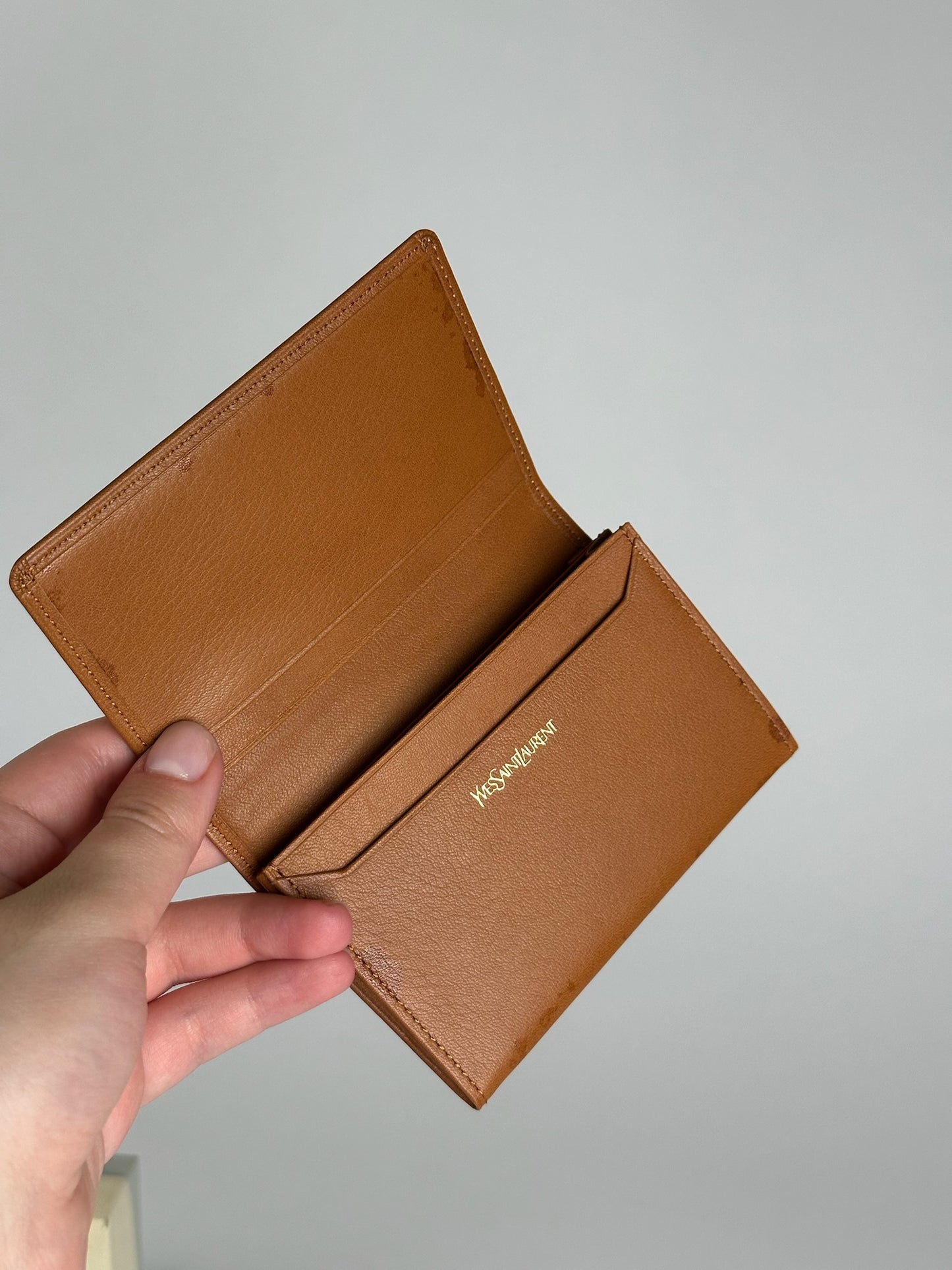 Vintage Yves Saint Laurent Leather Card Holder Brown