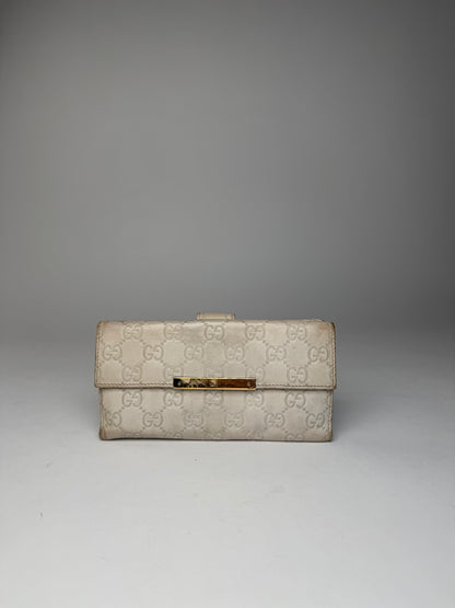 Vintage Gucci Monogram Leather Wallet White