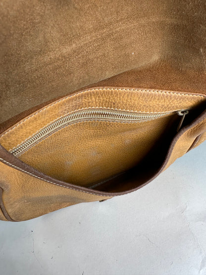 Vintage Loewe Anagram Leather Crossbody Shoulder Bag Brown