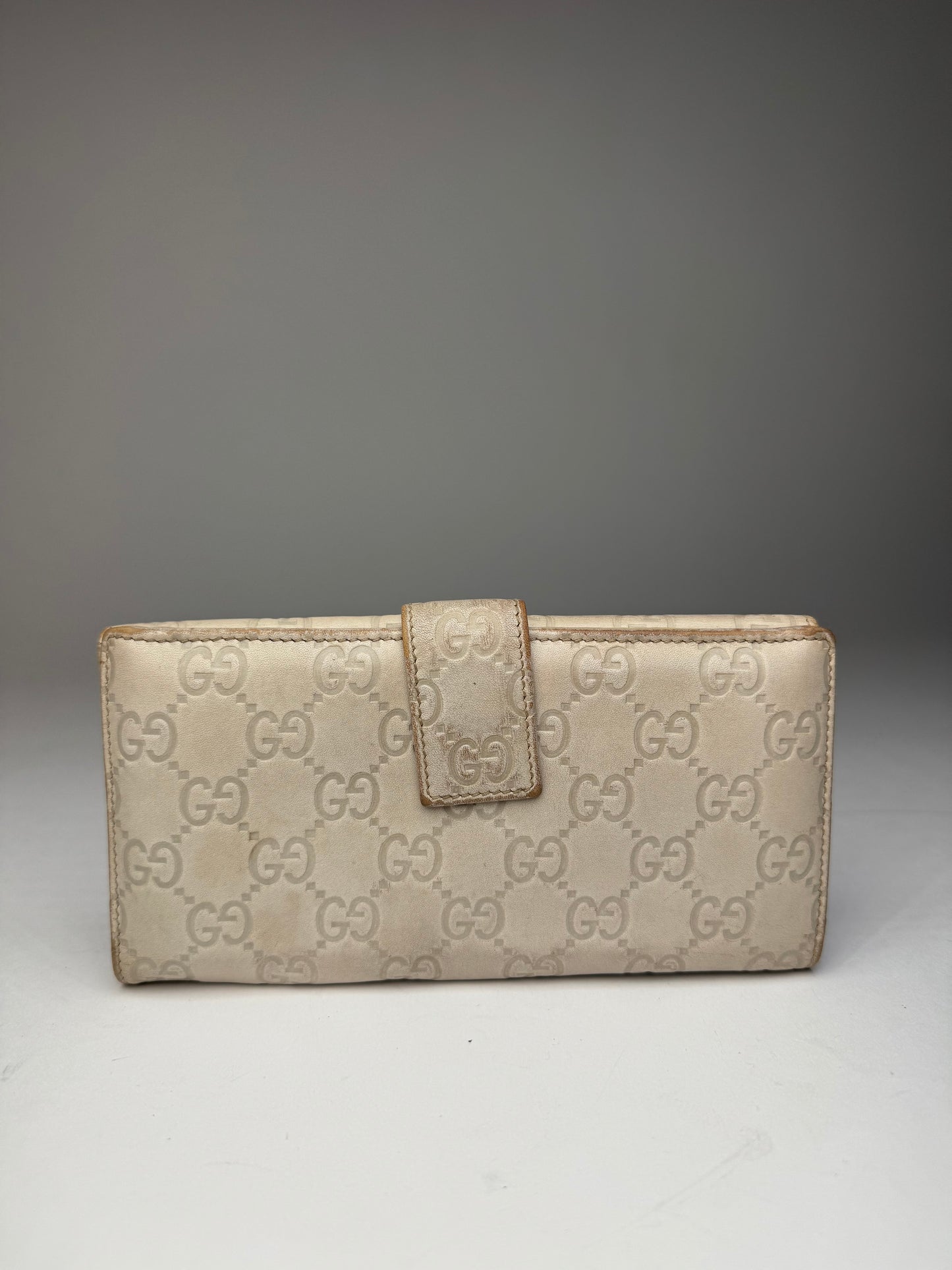 Vintage Gucci Monogram Leather Wallet White