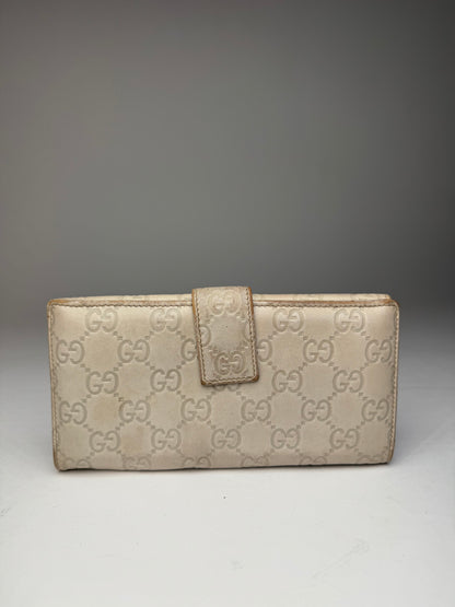 Vintage Gucci Monogram Leather Wallet White