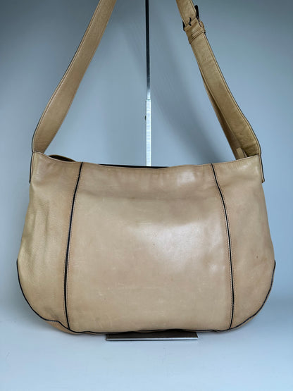 Vintage Issey Miyake Leather Shoulder Bag Beige