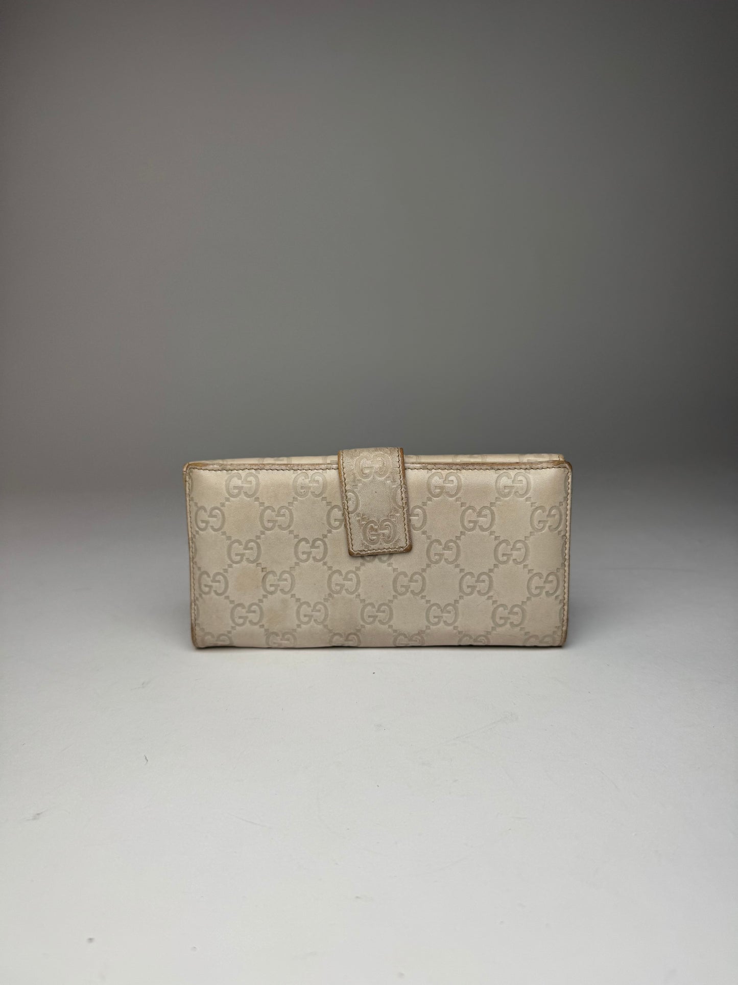 Vintage Gucci Monogram Leather Wallet White