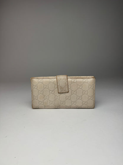Vintage Gucci Monogram Leather Wallet White