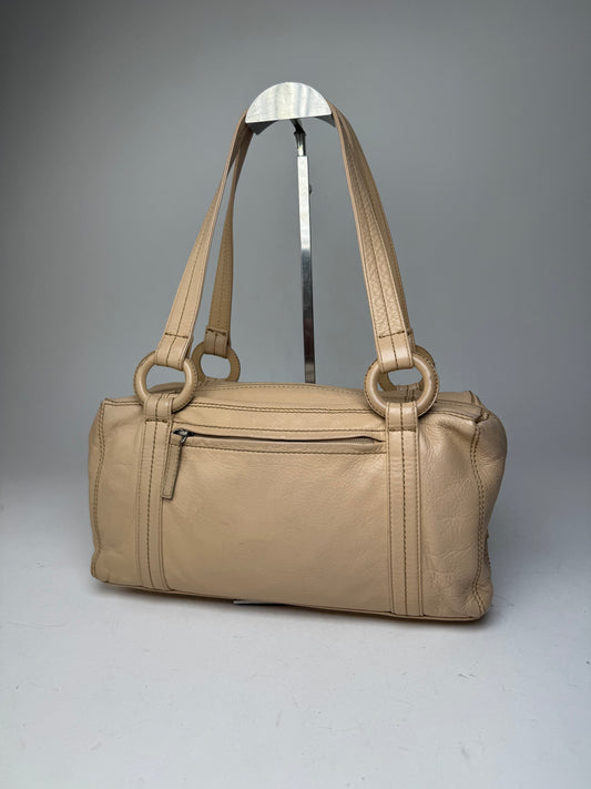 Vintage Issey Miyake Leather Handbag Beige
