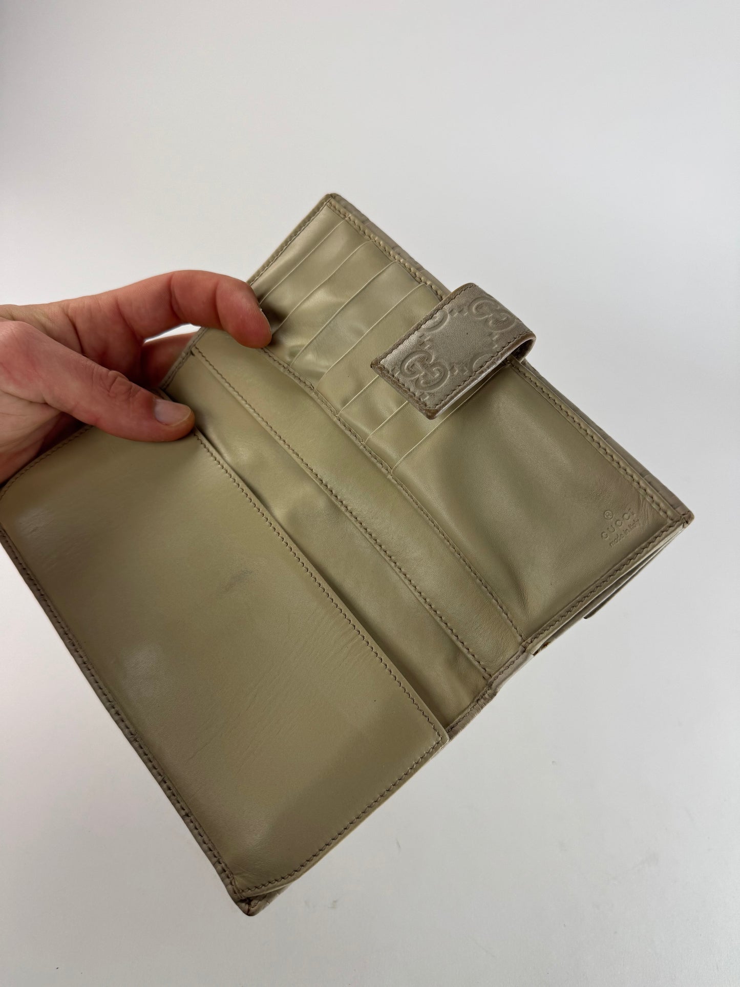Vintage Gucci Monogram Leather Wallet White