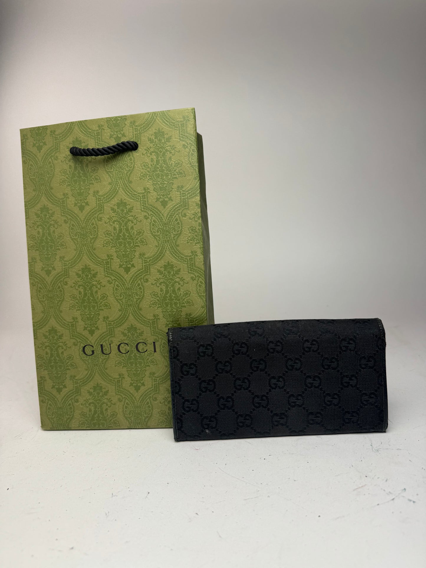 Vintage Gucci Bamboo monogram wallet black