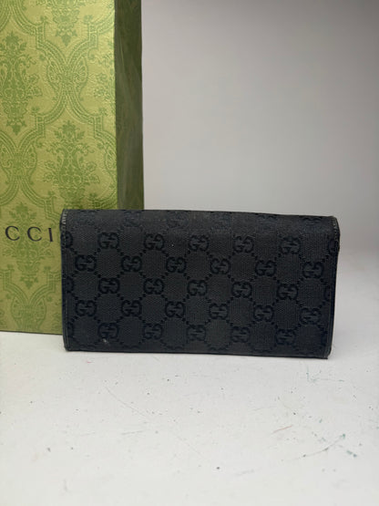 Vintage Gucci Bamboo monogram wallet black