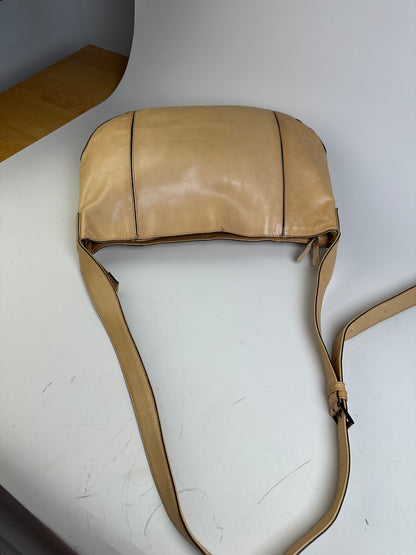Vintage Issey Miyake Leather Shoulder Bag Beige