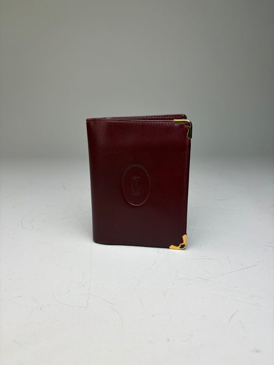 Vintage Cartier Leather Wallet Burgundy Gold