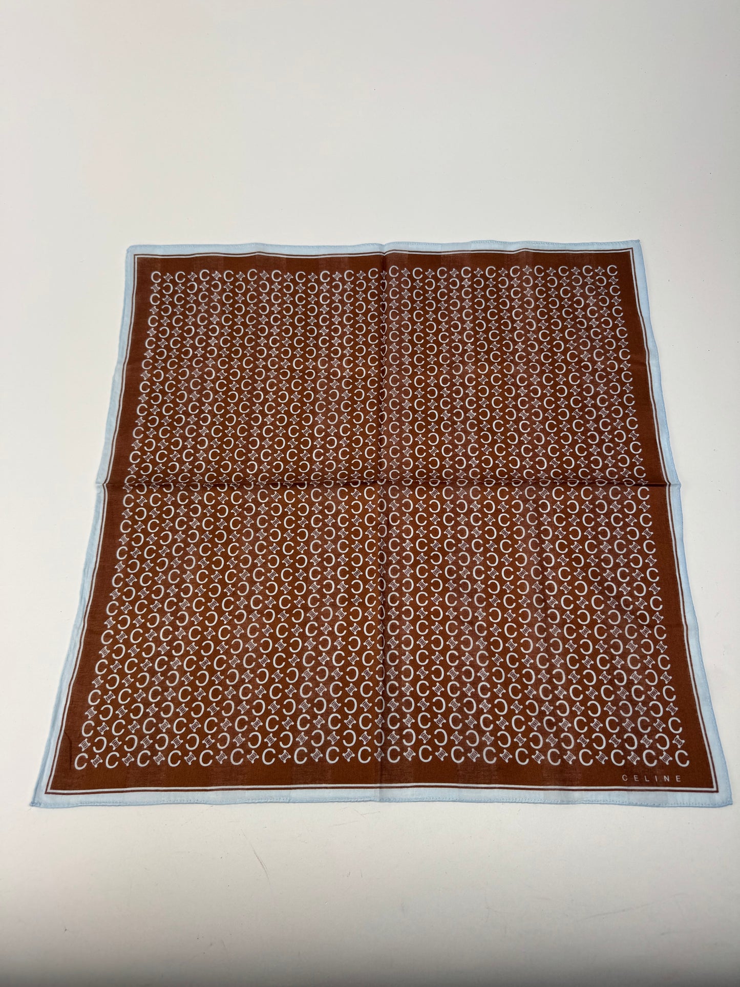 Vintage Celine Macadam Monogram Scarf brown turquoise