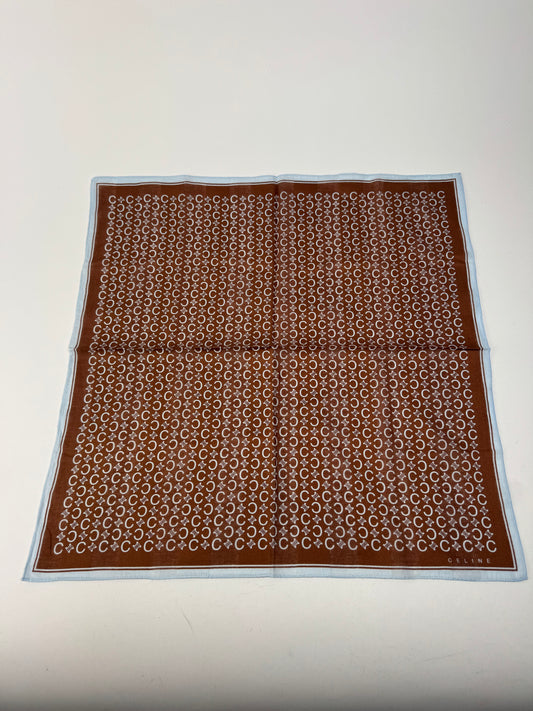 Vintage Celine Macadam Monogram Scarf brown turquoise
