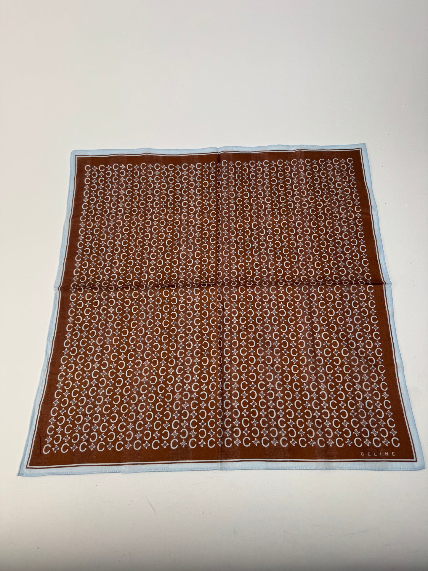 Vintage Celine Macadam Monogram Scarf brown turquoise