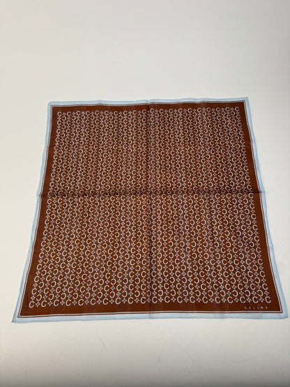 Vintage Celine Macadam Monogram Scarf brown turquoise