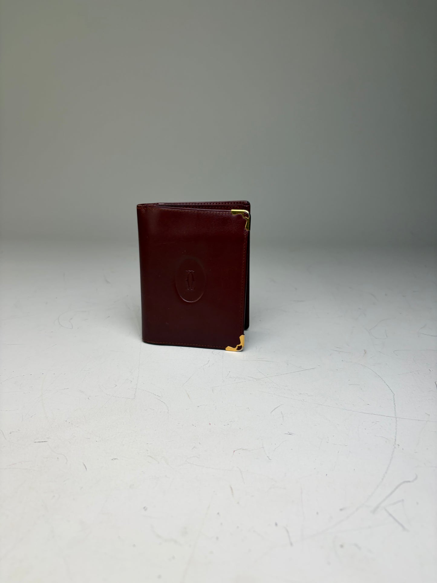 Vintage Cartier Leather Wallet Burgundy Gold