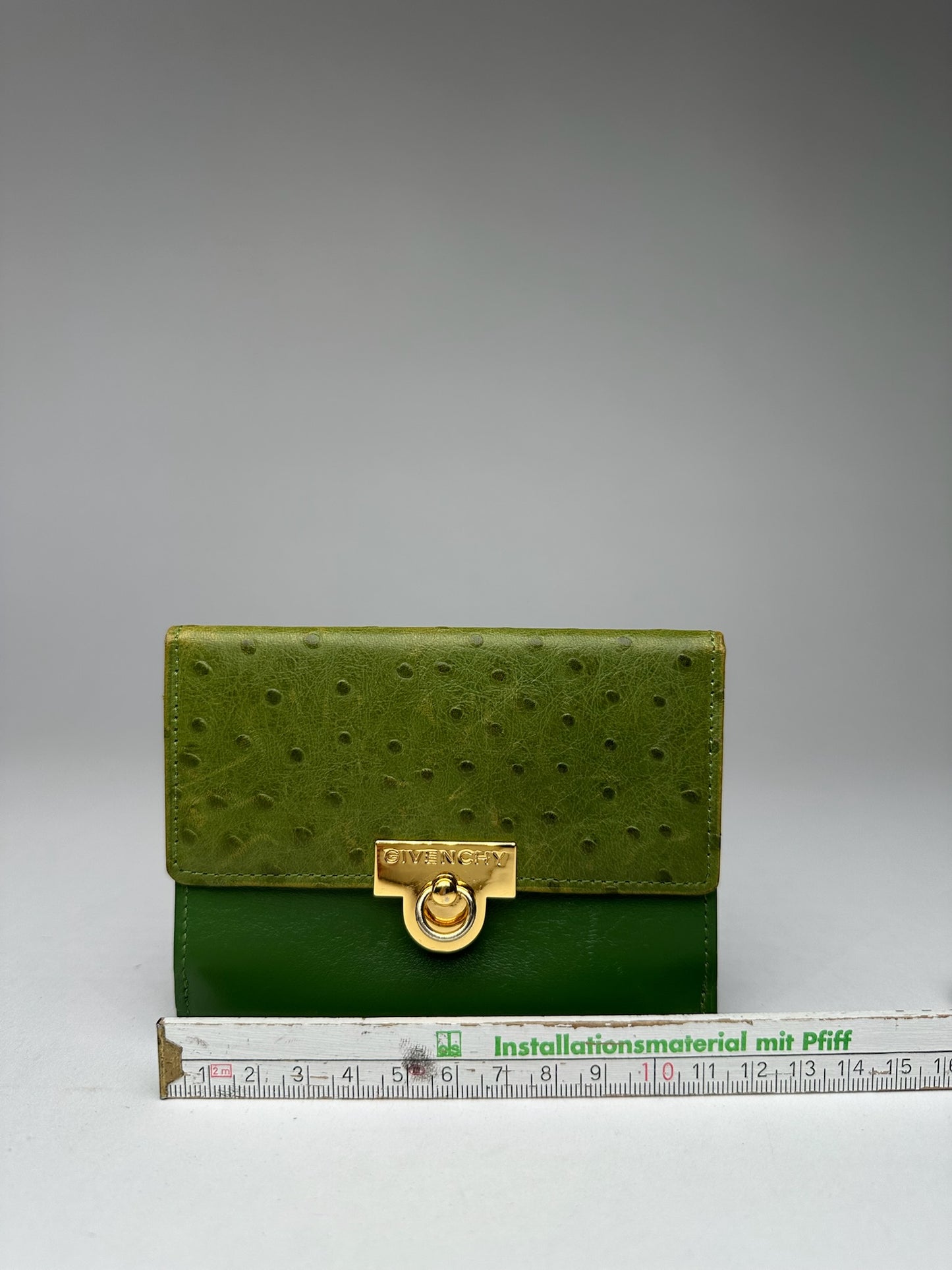 Vintage  Givenchy Ostrich Leather Wallet Green