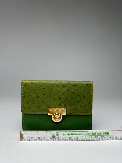 Vintage  Givenchy Ostrich Leather Wallet Green