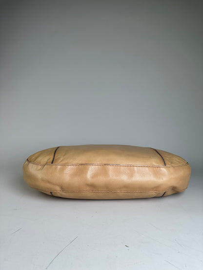 Vintage Issey Miyake Leather Shoulder Bag Beige