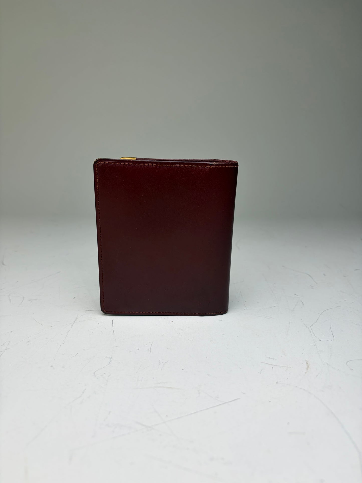 Vintage Cartier Leather Wallet Burgundy Gold
