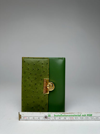 Vintage  Givenchy Ostrich Leather Wallet Green