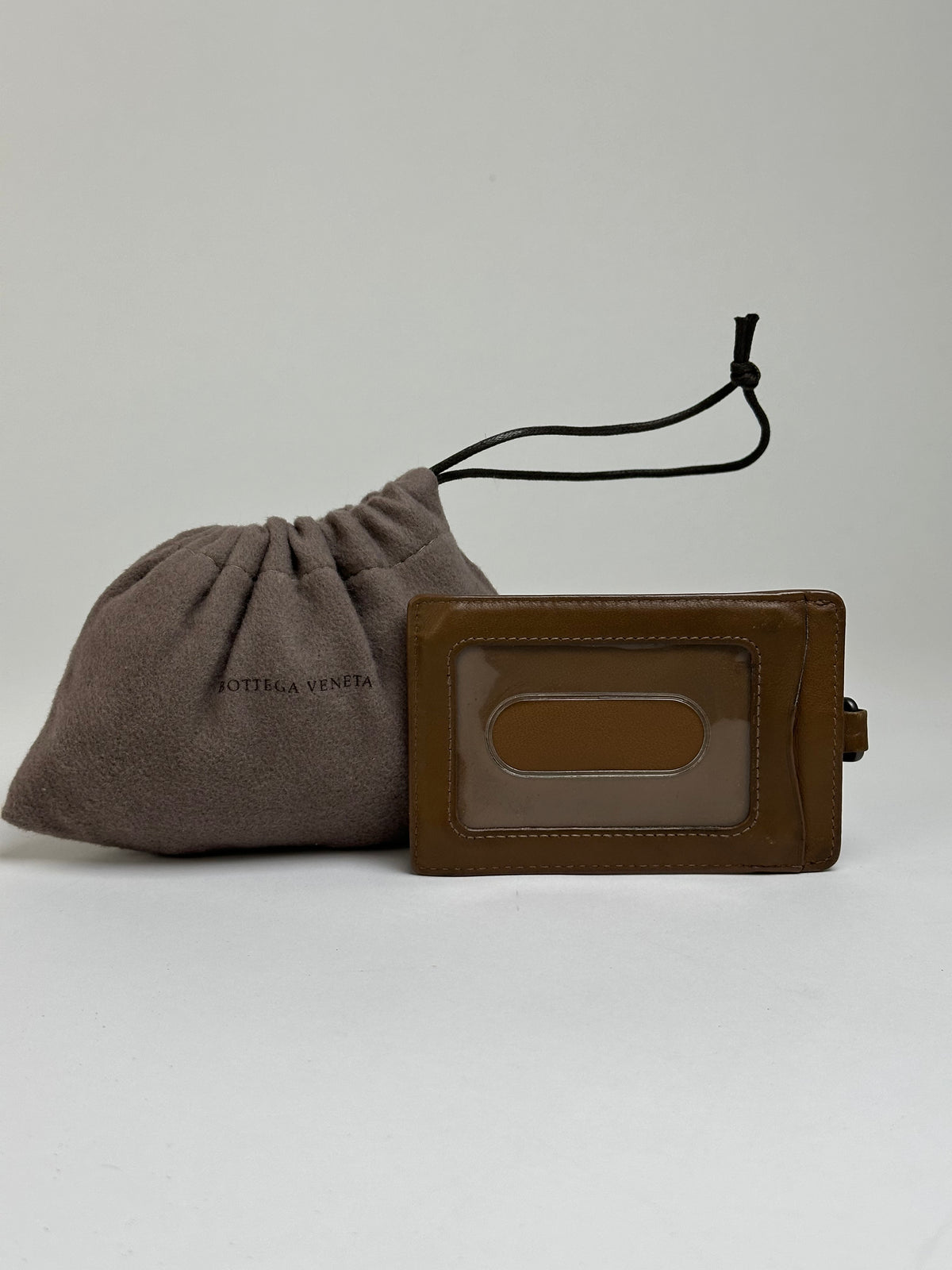 Vintage Bottega Veneta Intrecciato Woven Card Holder Early 2000s Brown Cream