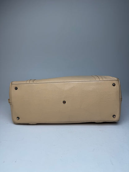 Vintage Issey Miyake Leather Handbag Beige