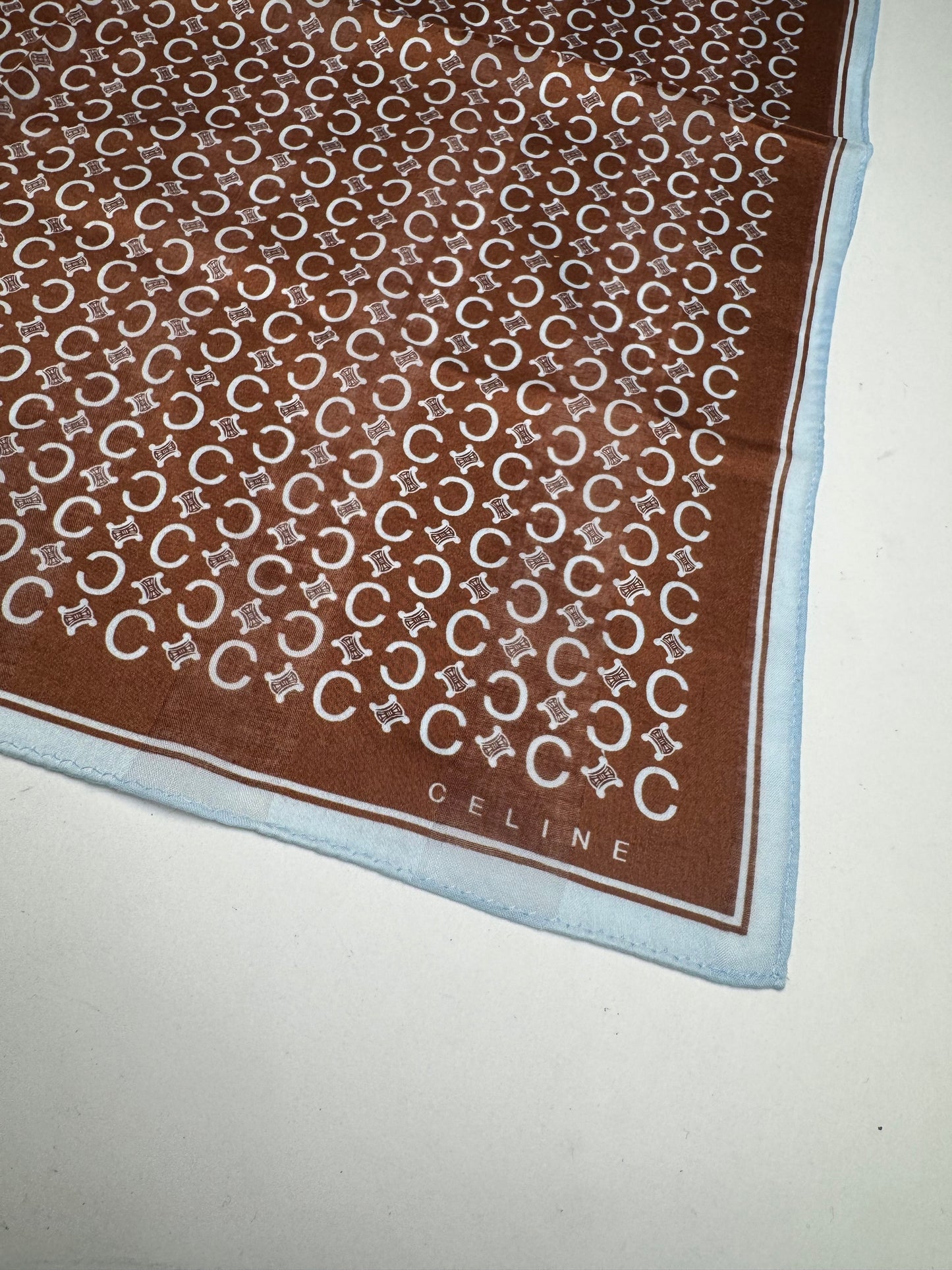 Vintage Celine Macadam Monogram Scarf brown turquoise