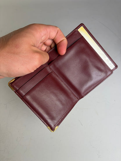 Vintage Cartier Leather Wallet Burgundy Gold