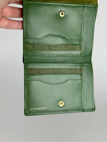 Vintage  Givenchy Ostrich Leather Wallet Green