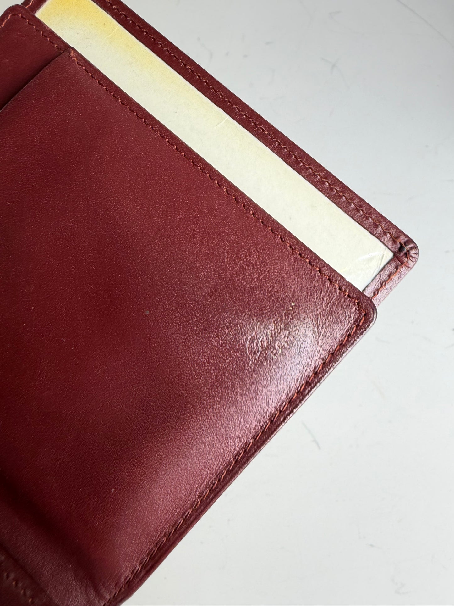 Vintage Cartier Leather Wallet Burgundy Gold