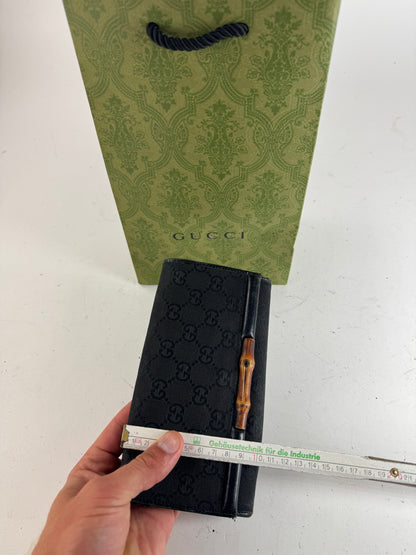 Vintage Gucci Bamboo monogram wallet black