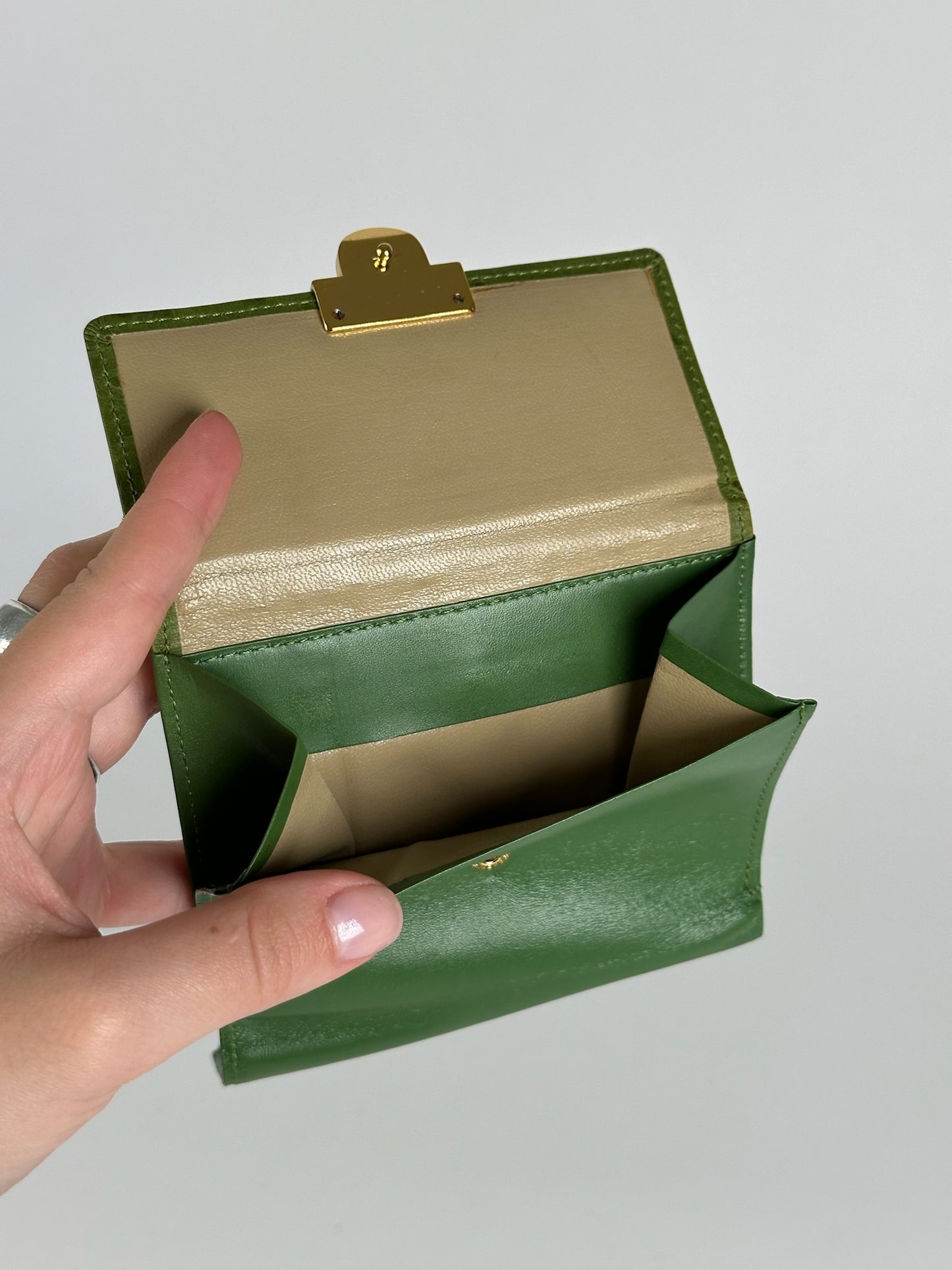 Vintage  Givenchy Ostrich Leather Wallet Green