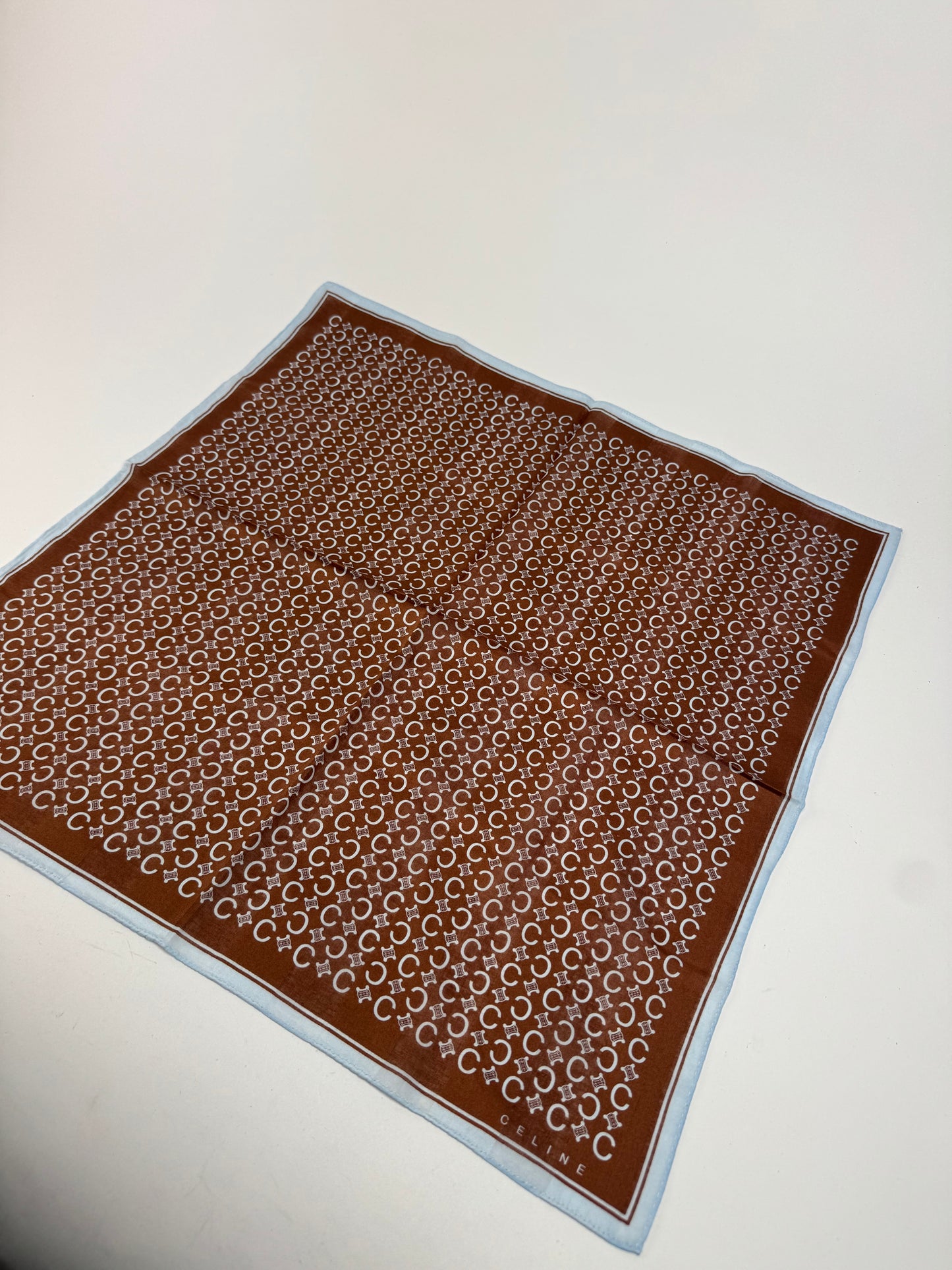 Vintage Celine Macadam Monogram Scarf brown turquoise