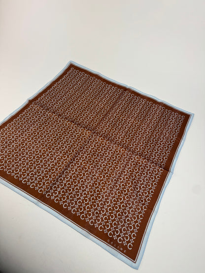 Vintage Celine Macadam Monogram Scarf brown turquoise