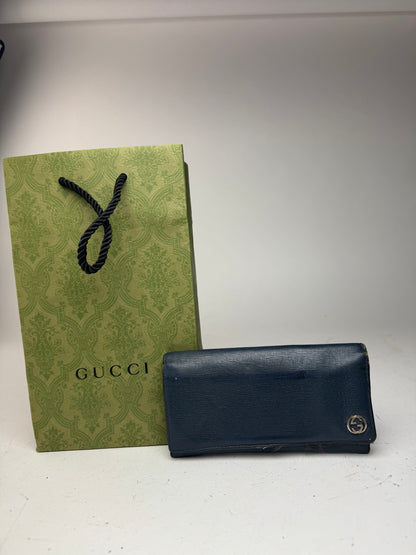Vintage Gucci Monogram leather ID Holder GG Navy