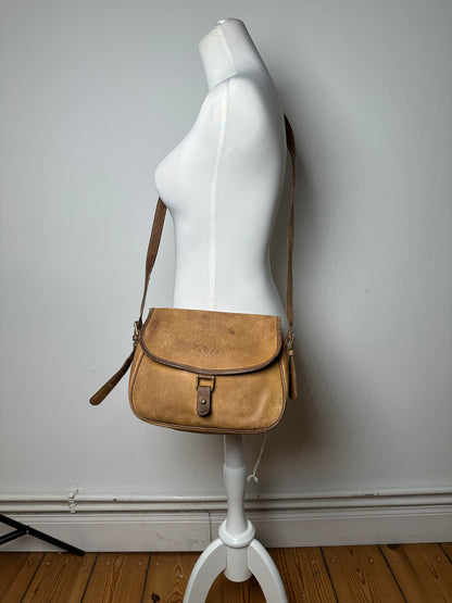 Vintage Loewe Anagram Leather Crossbody Shoulder Bag Brown