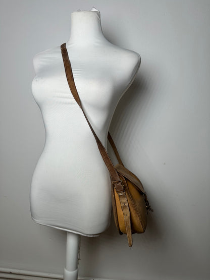 Vintage Loewe Anagram Leather Crossbody Shoulder Bag Brown