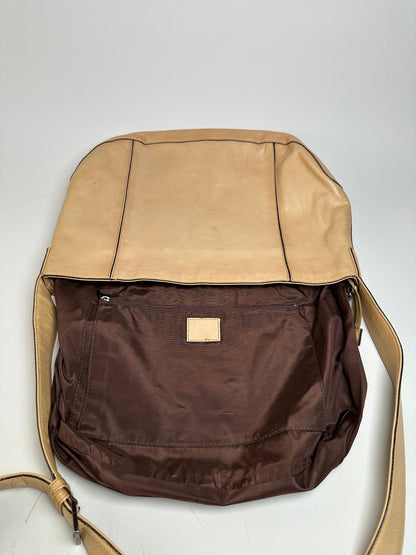 Vintage Issey Miyake Leather Shoulder Bag Beige