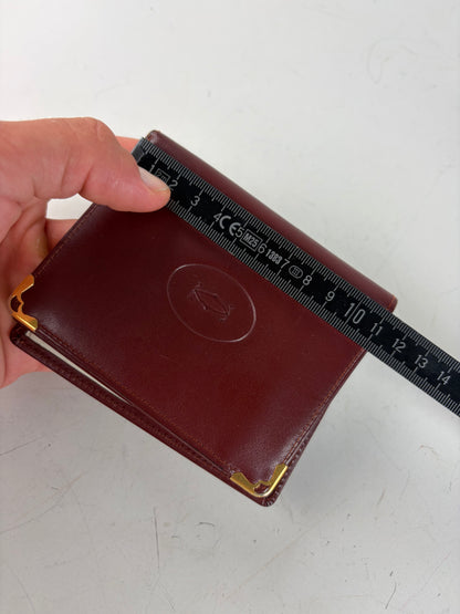 Vintage Cartier Leather Wallet Burgundy Gold