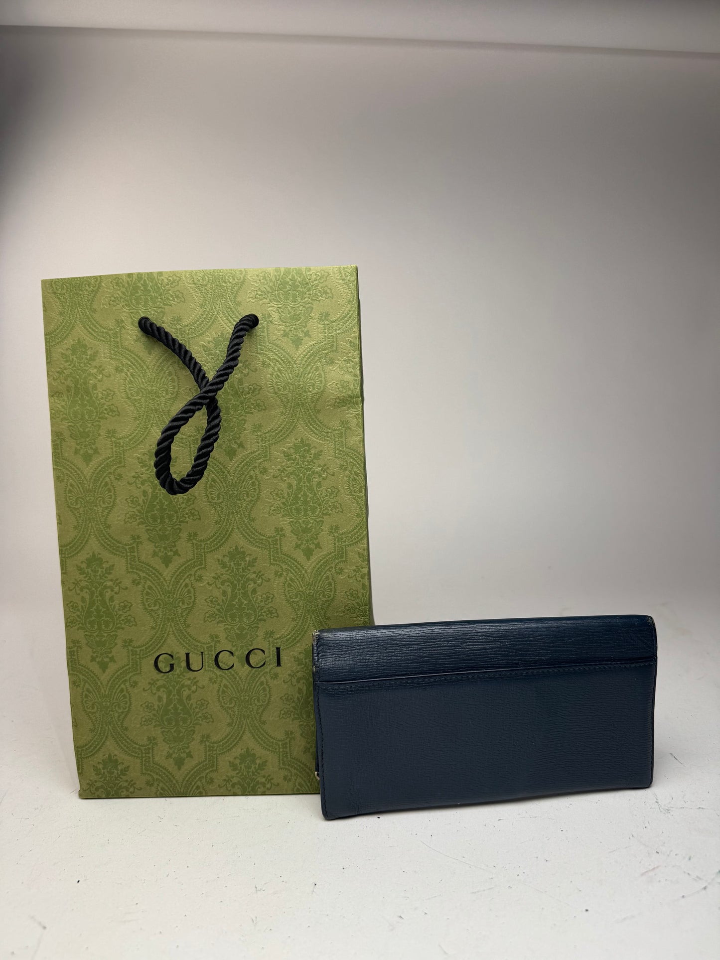 Vintage Gucci Monogram leather ID Holder GG Navy
