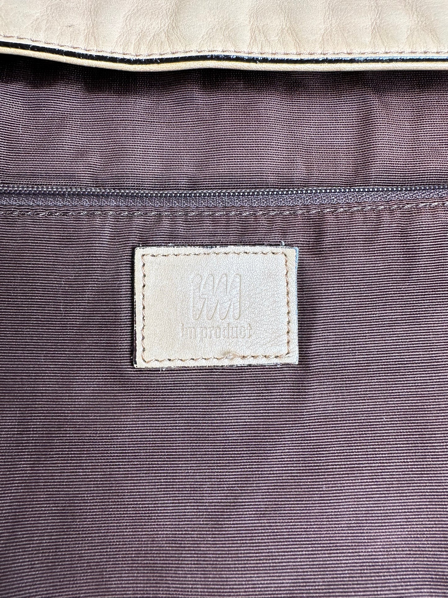 Vintage Issey Miyake Leather Shoulder Bag Beige
