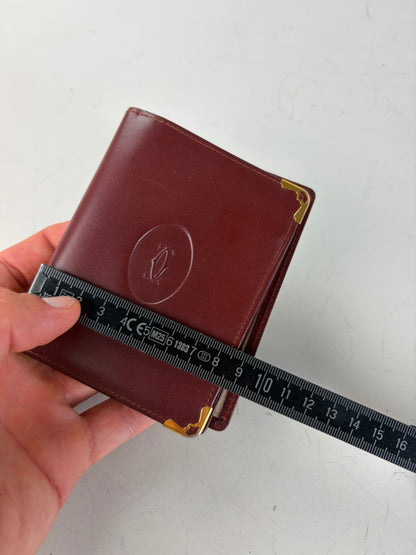 Vintage Cartier Leather Wallet Burgundy Gold